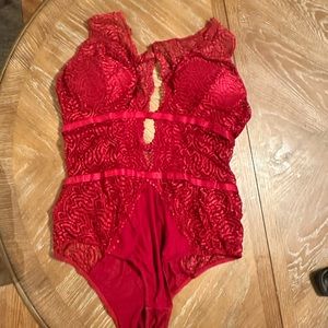 Red lace bodysuit